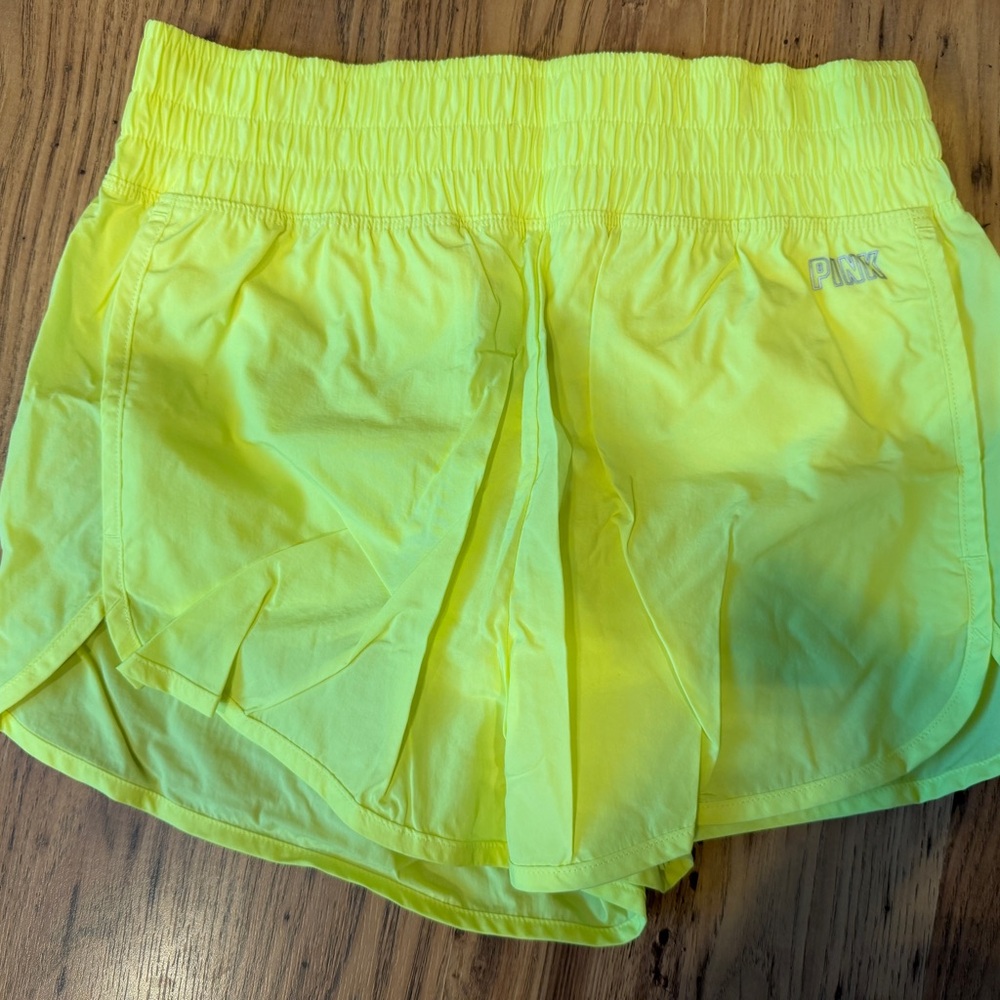 PINK Victoria's Secret Neon Yellow Athletic Running Shorts
